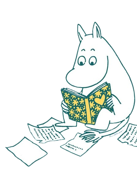 Moomin reading a book